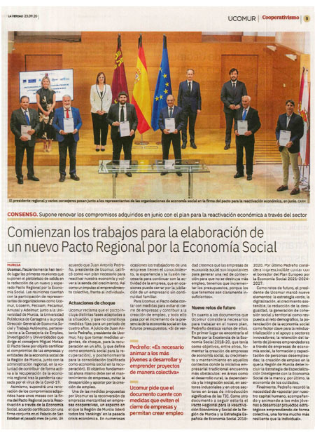 Comienzan Los trabajos para la elaboración de un nuevo Pacto Regional por la Economía Social