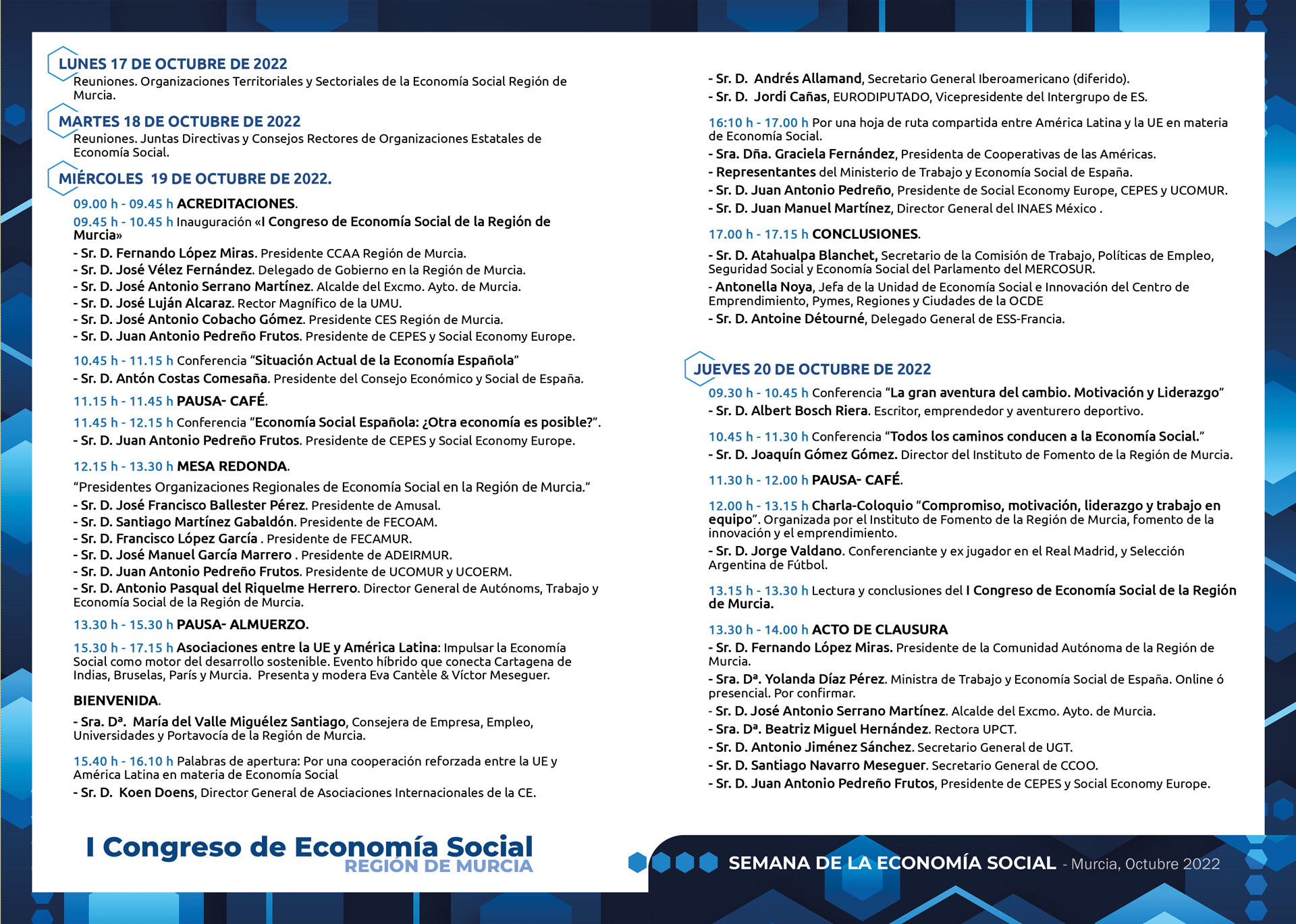 I Congreso Economía Social Región de Murcia 2022 - Programa