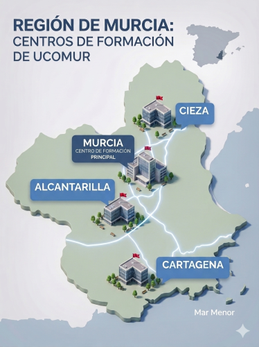 Ucomur expande su actividad formativa a Cieza para impulsar el empleo y fortalecer el sector sociosanitario en la comarca 3 MAPA HOMOLOGACIONES FORMACIÓN UCOMUR